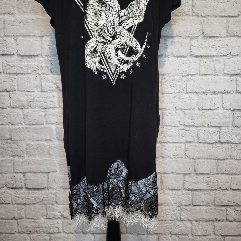 Torrid black white awakening rock graphic short sleeve t shirt dress sz Torrid 2 - Picture 5 of 9